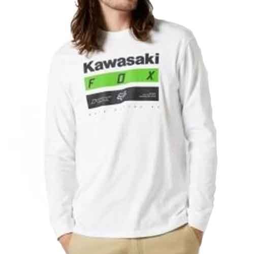 Tricouri FOX KAWASAKI STRIPES LONG SLEEVE PREMIUM TEE WHITE