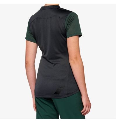 100% RIDECAMP Womens Short Sleeve Jersey Charcoal/Forest Green
